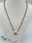 Ruby stones small pendant with single line black diamond beads with gold chain