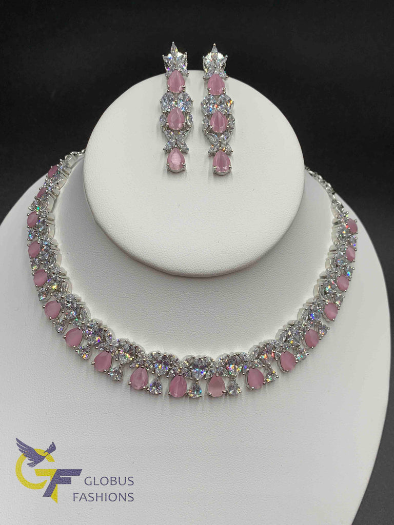 Dainty S925 Silver Pink Opal Heart Necklace – ArtGalleryZen