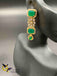 Emerald & cz Stones double line necklace set