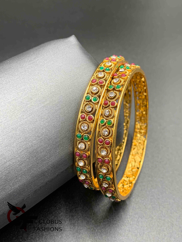 Traditional antique look multicolor stones bangles