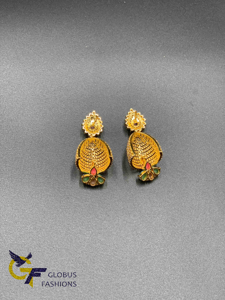 Multicolor stones medium size jumka earrings