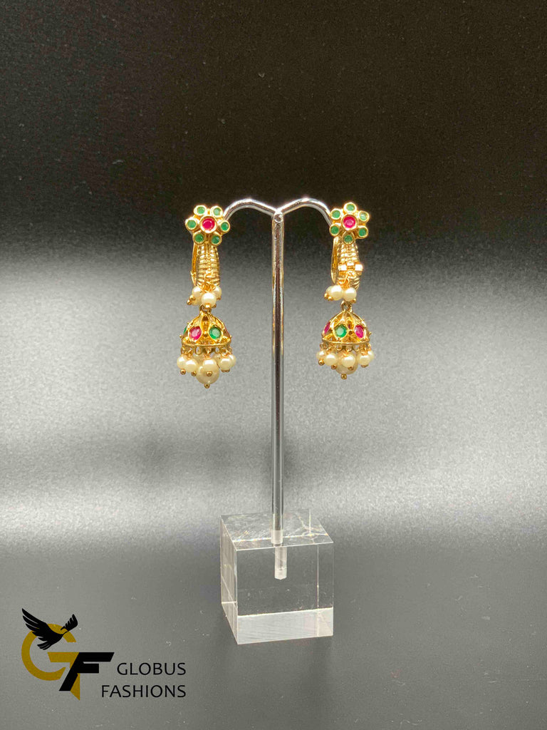 Multicolor stones with pearls different design earrings