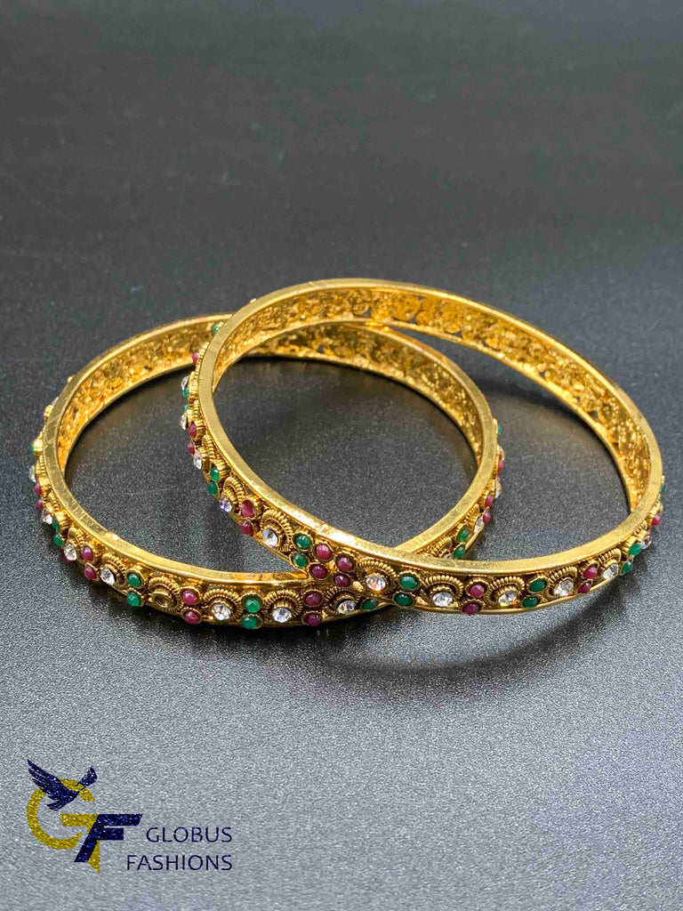 Traditional antique look multicolor stones bangles
