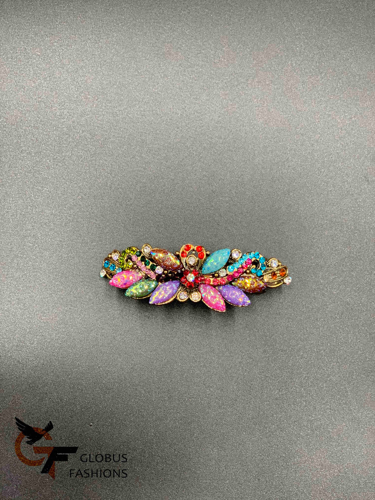 Multicolor stones and enamel paint big hair clip