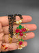 Multicolor Stones with Pearls pendant with double line black Diamond Beads Chain
