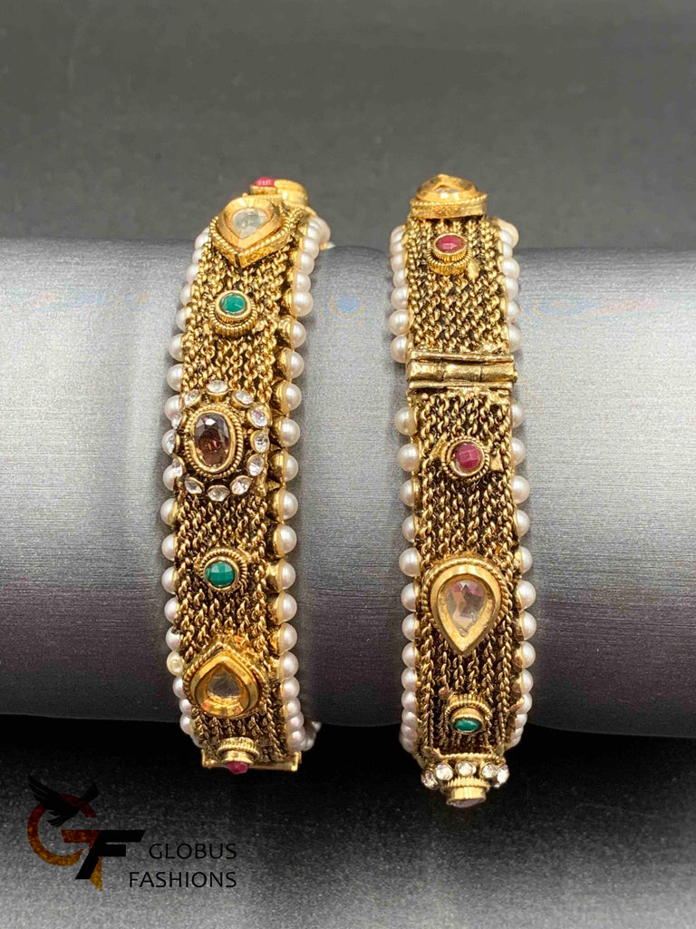 Traditional look multicolor stones kada type bangles