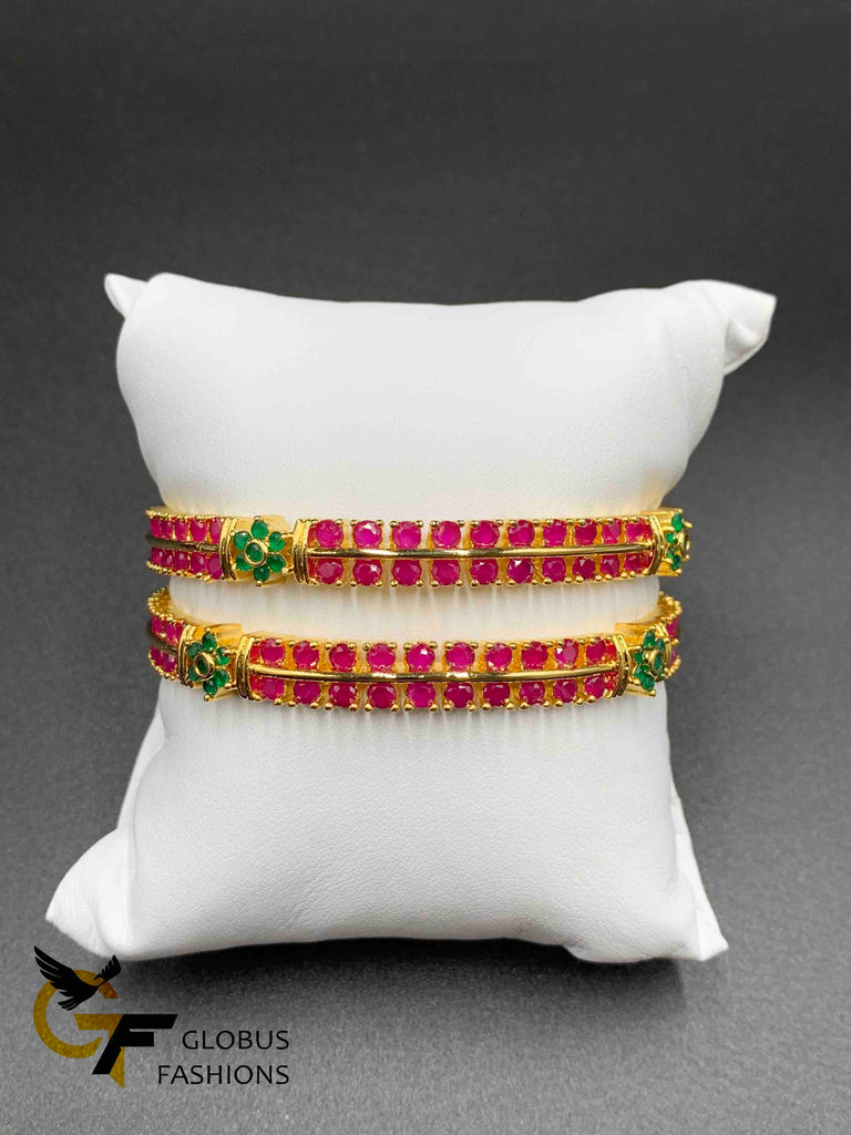 Ruby and emerald set of two bangles
