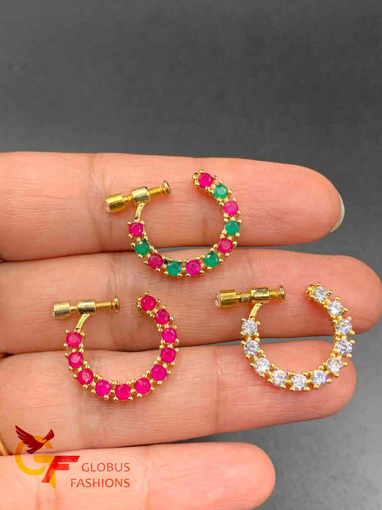 CZ Stones, Ruby & Emerald Stones nose rings