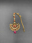 Traditional look kundan stones and ruby stones with pearls long Tikka